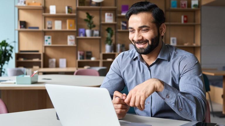 Man on his computer.