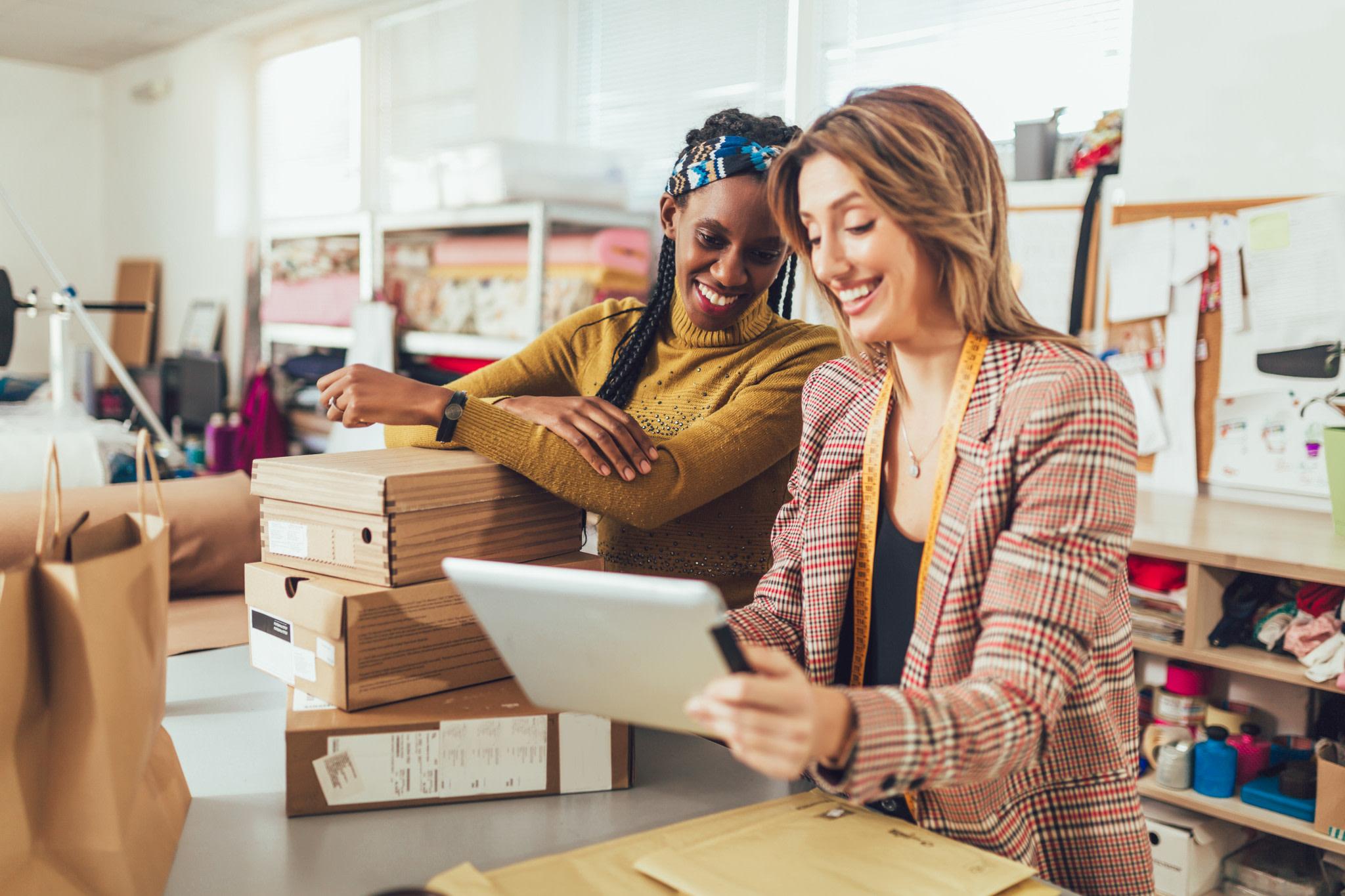 Business women selling online.